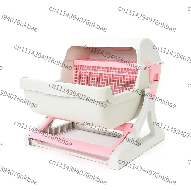 Extra Large Semi-Automatic Cat Litter Box, Semi Enclosed Pet Toilet, Eco-Friendly Material Cat Litter Basin for Cats