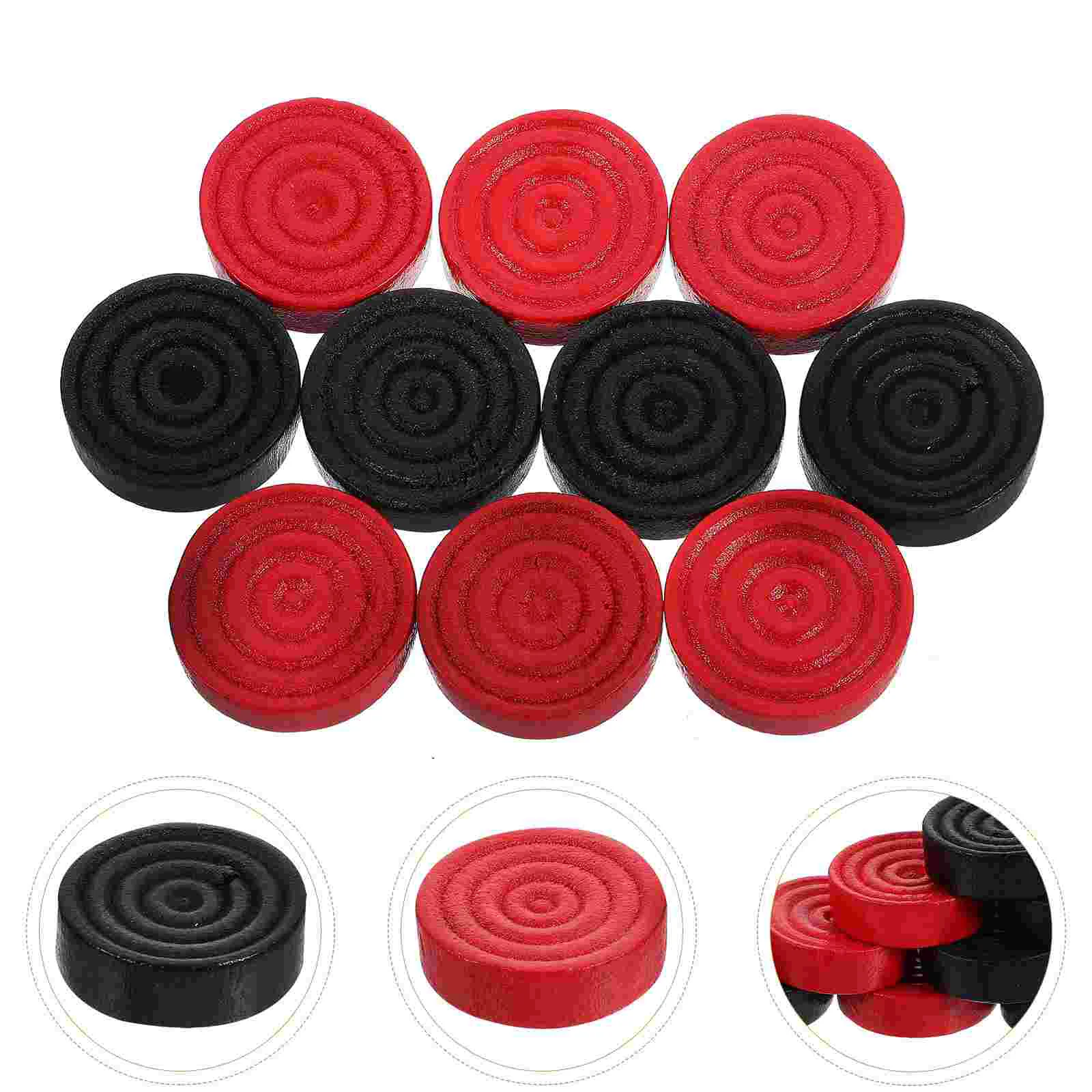 24 Pcs Round Checkers Chess Pieces Backgammon Board Pine Wood Replacement Wooden