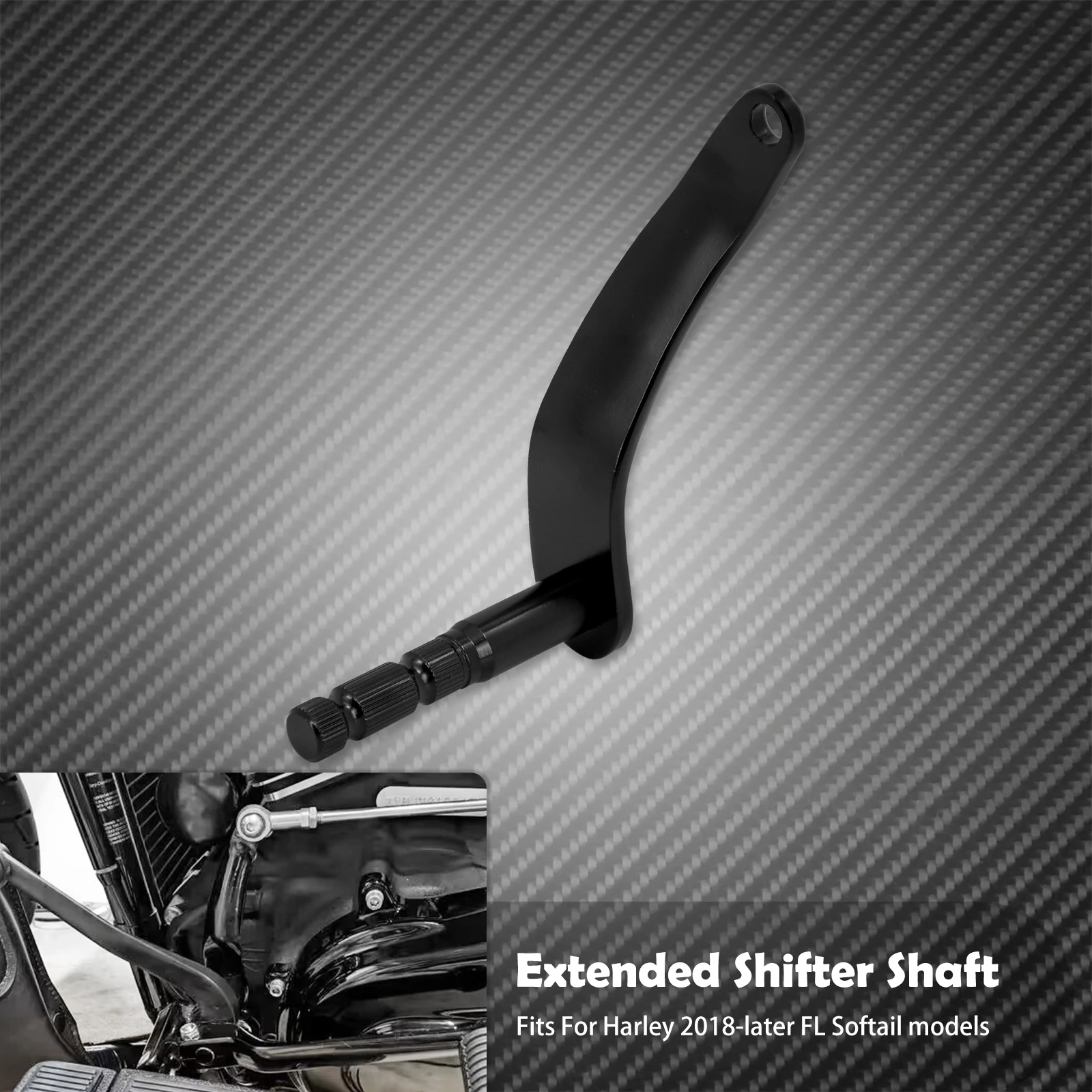 Verlängerter Schalthebel für Motorräder, schwarz/verchromt, für Harley Softail Fat Boy Slim Deluxe Heritage 2018-23