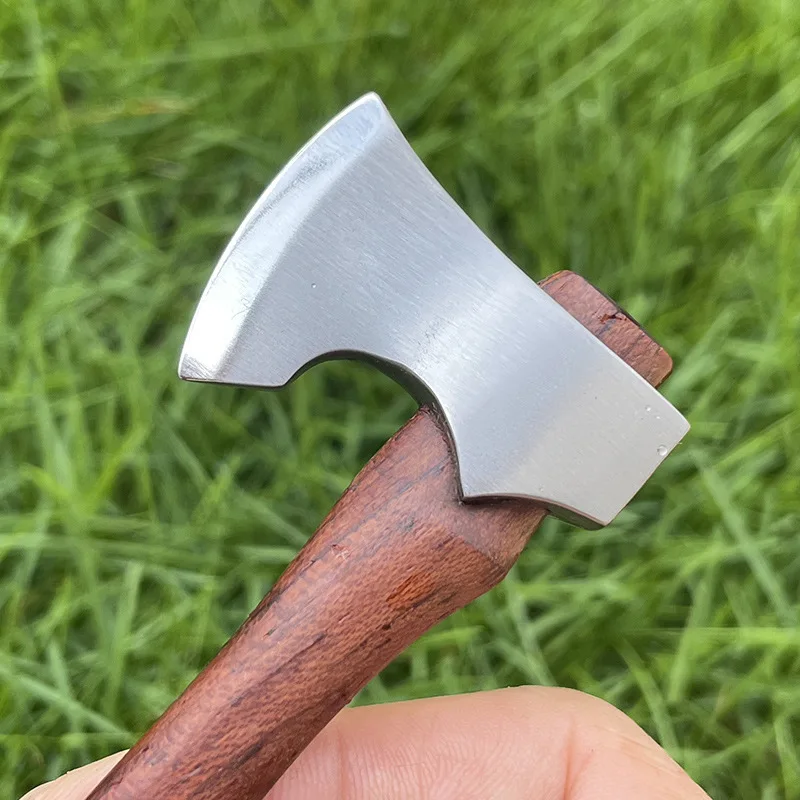 Mini Play Collection Gift Axe Stainless Steel Sharp Outdoor Camping Survival Axe Sandalwood Handle Fixed Blade Knife With Holder