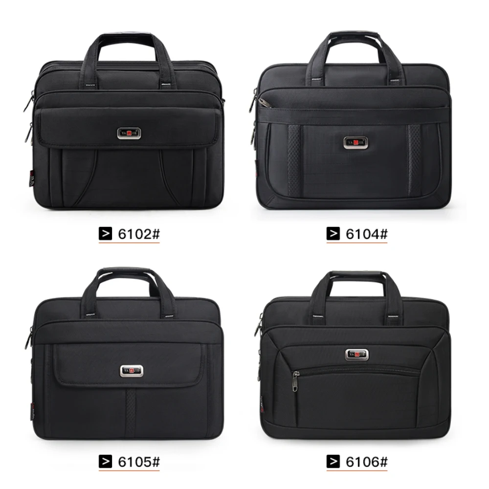 Business men\'s briefcase canvas waterproof large capacity 15.6 inch laptop bag work bag business bag official office bag