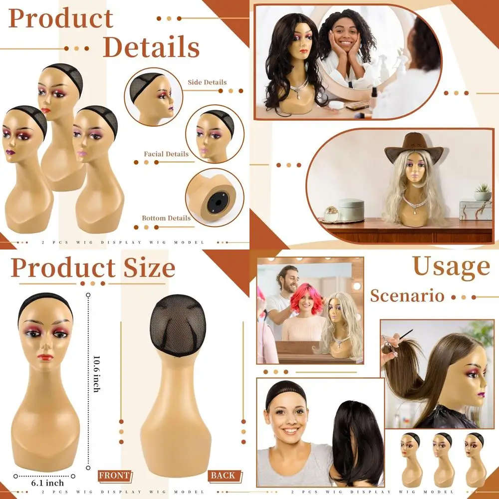 

Реалистичный женский манекен (19 дюймов) для демонстрации париков, солнцезащитных очков и косметических аксессуаров (коричневый)