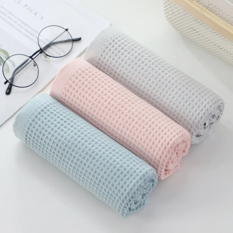 

Pure Cotton Waffle Towel Household Wash Towel Honeycomb Japanese Online Popular Face Towel Simple Water Absorption Without Hair