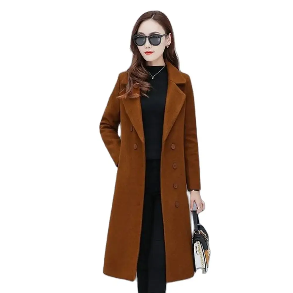 

"No pilling" Spring And Autumn And Winter Fashion Warm Woolen Coat Women's Simple Long Sleeve Feminine Temperament Woolen Coat.