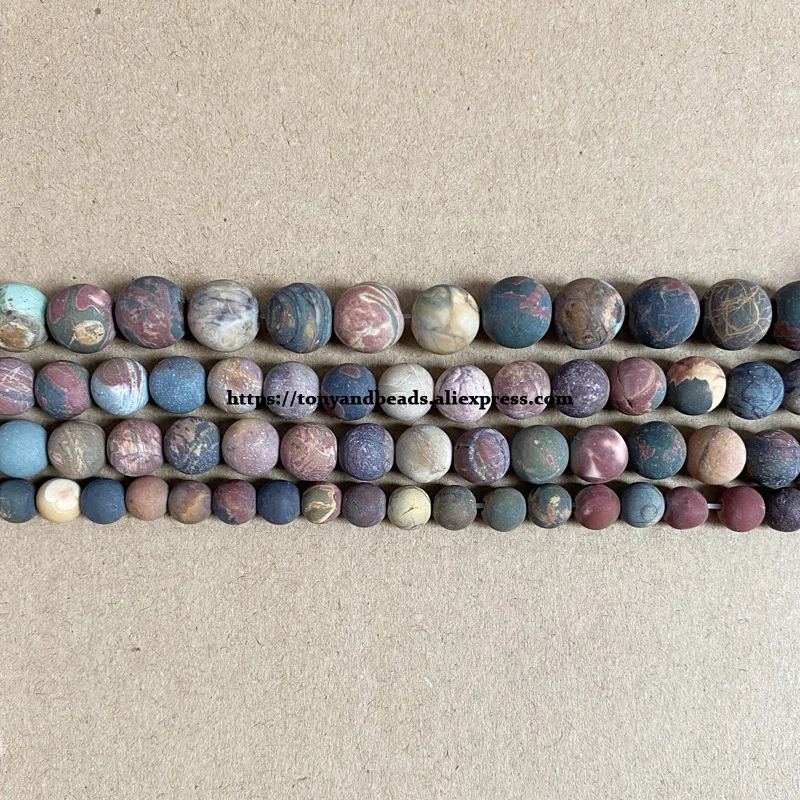 Natural Stone Matte Mixed Colors Picasso Jasper Round Loose Beads 15\