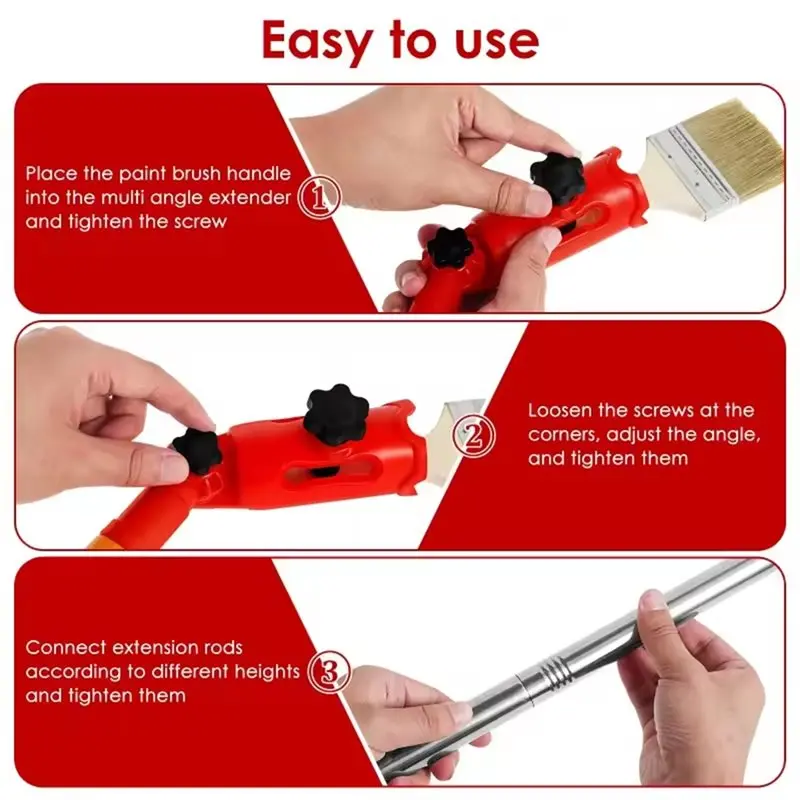 LNHF For Effortless Ceiling& Wall Painting Tool- Adjustable Paint Roller With Extension 6Pcs Pole And 1 Pc Brush 180° Swivel Hea