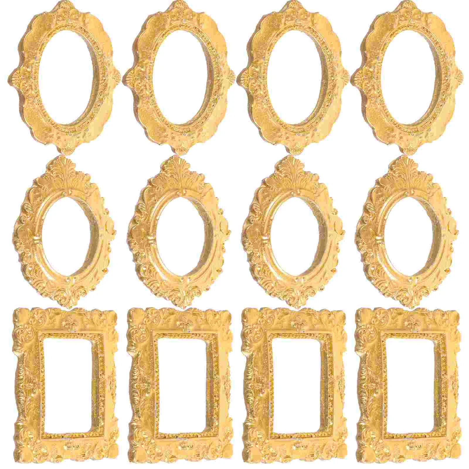 15 Pcs Photo Frame Gold Frames Micro Landscape Decor Charm Mini House Painting Toy Room Resin Picture