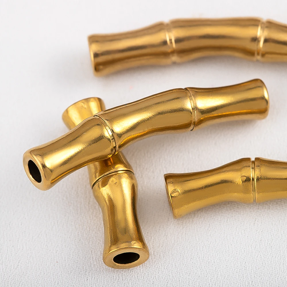 2pcs Stainless Steel Connector Gold Color Curved Slub Tube For DIY Jewelry Making Bracelet Necklace Accessories Findings Crafts