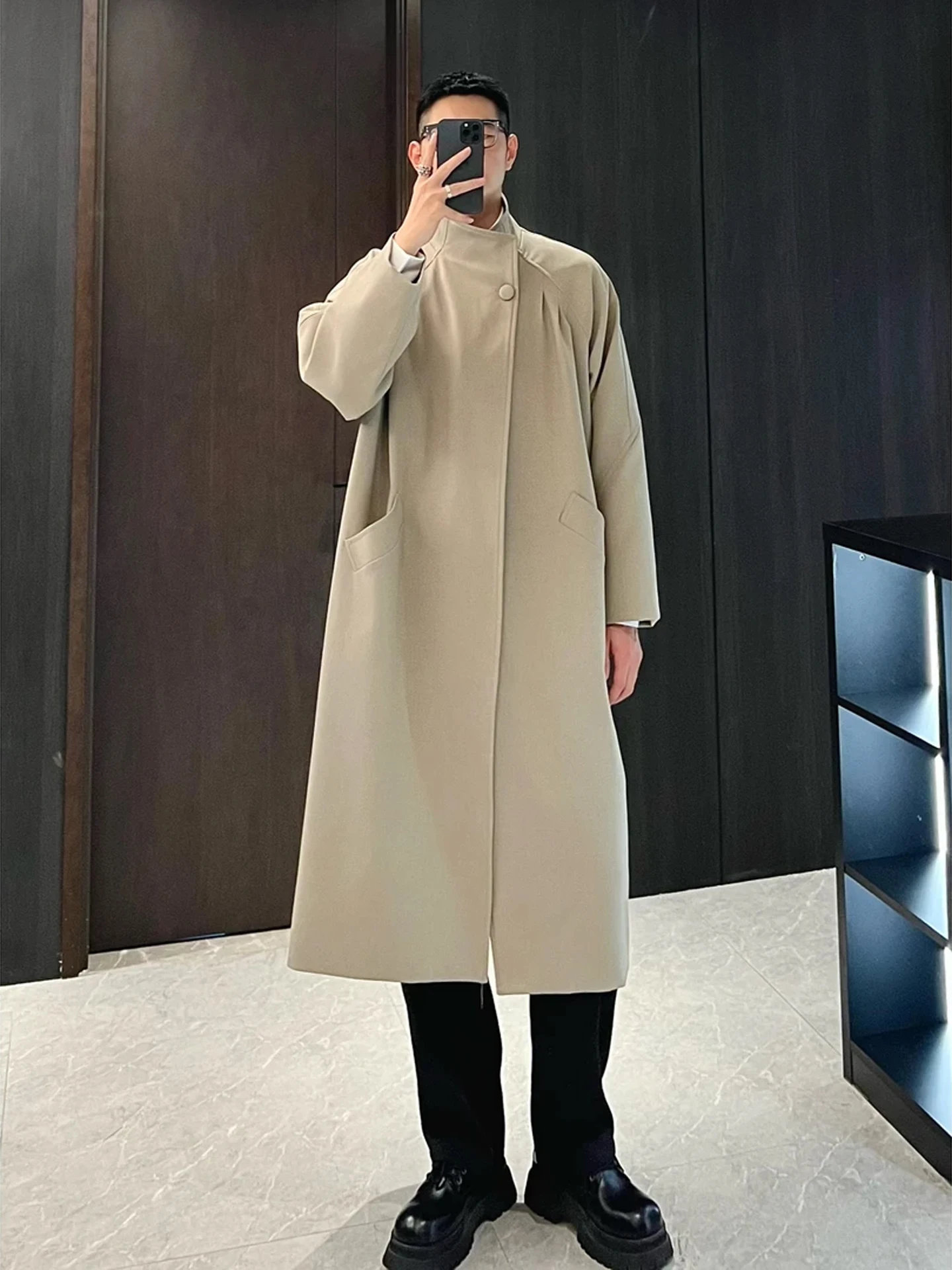 

Мужская ветровка Briti Sle средней длины с воротником-стойкой, осенняя, на одной пуговице, повседневное пальто Kluke из полиэфирного волокна