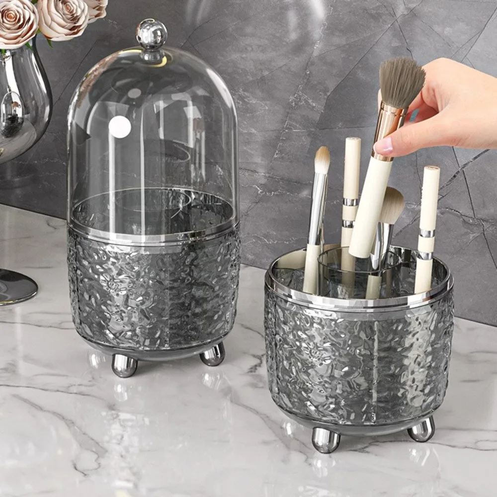 CANBOUN Makeup Brush Organizer 360° Rotating Portable Desktop For Bathroom Cosmetic Storage With Lid Lipstick Eyebrow Storage Bo