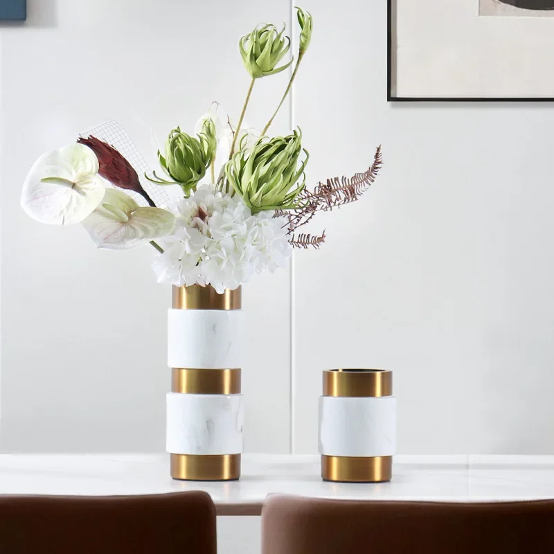 marble vase ornament living room flower arrangement dining table entrance TV cabinet home soft decoration jewelry