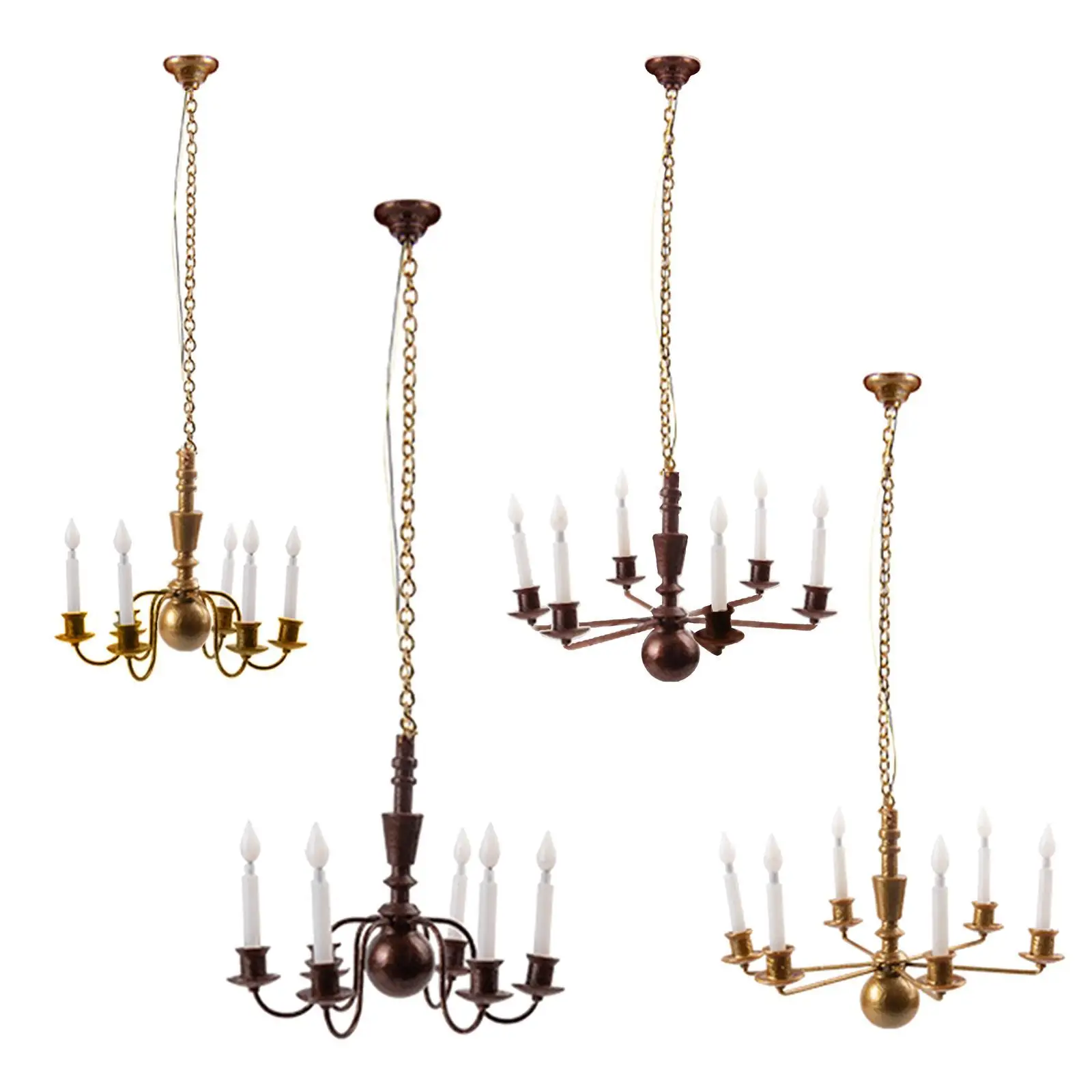 1:87 HO Scale Chandelier with Six Light Sources for Model Architecture