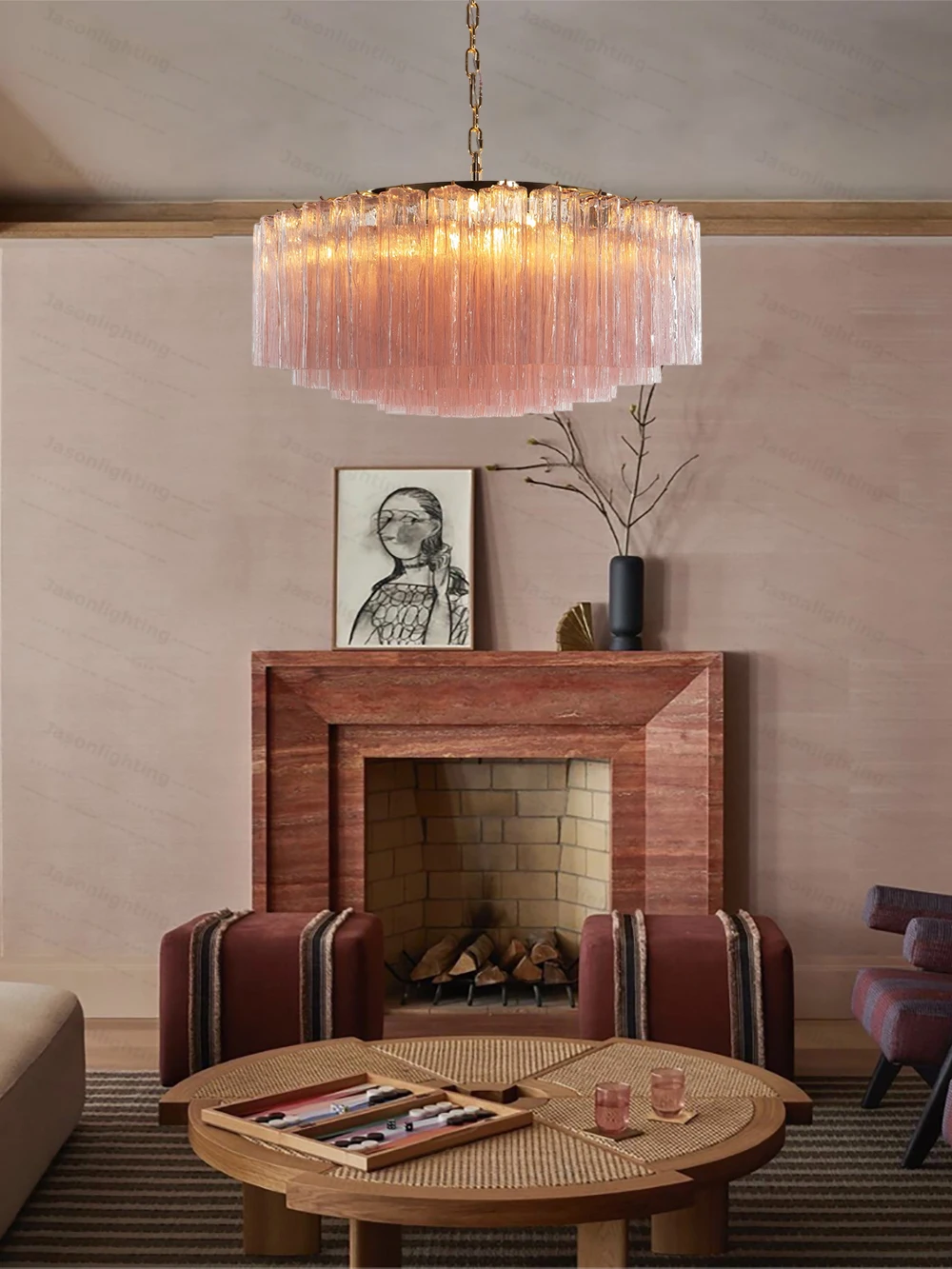 French Glass Art Round 50-100cm Dimmable LED Chandelier Lighting Suspension Luminaire Lampen Hanging Light For Living Room