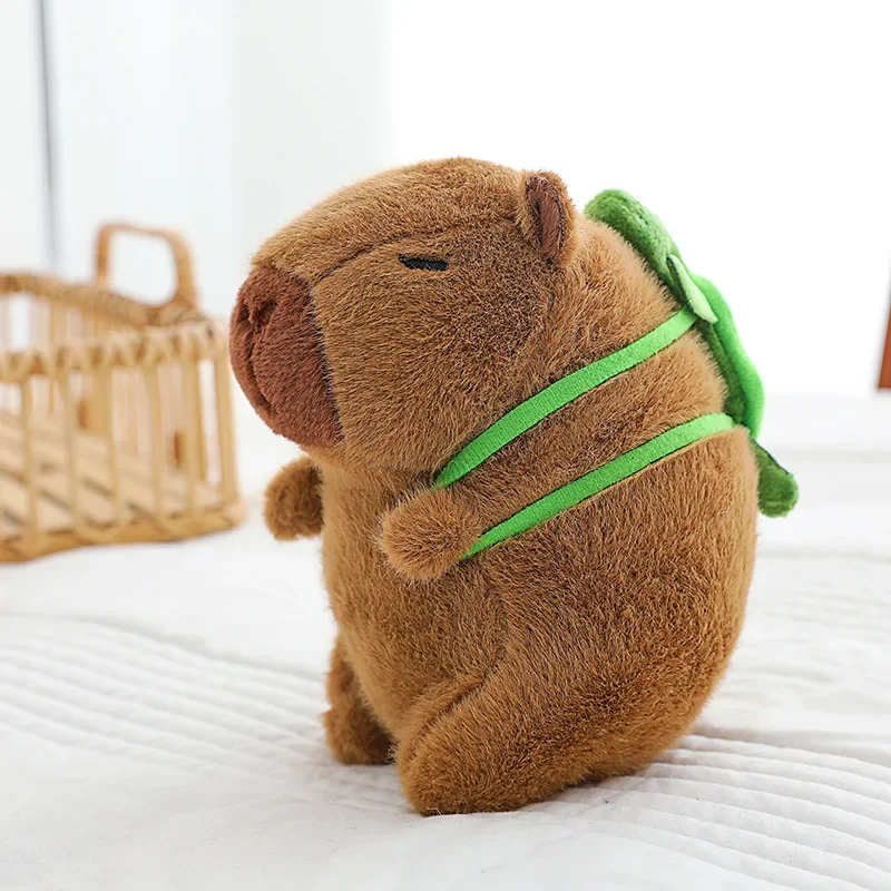 Capibara de peluche, animales de peluche, lindo capibara con mochila de tortuga, muñeca suave, juguetes Kapibala para niños, regalo de cumpleaños y Navidad