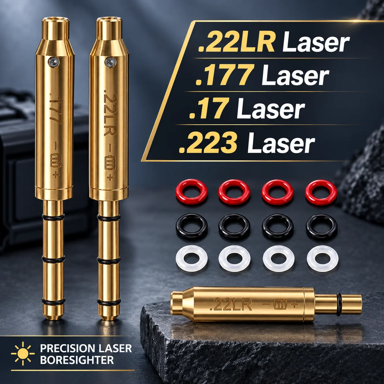 No Battery Laser Calibration Tool .22LR 17 177 9mm .38 223 45ACP .22 Laser Collimator