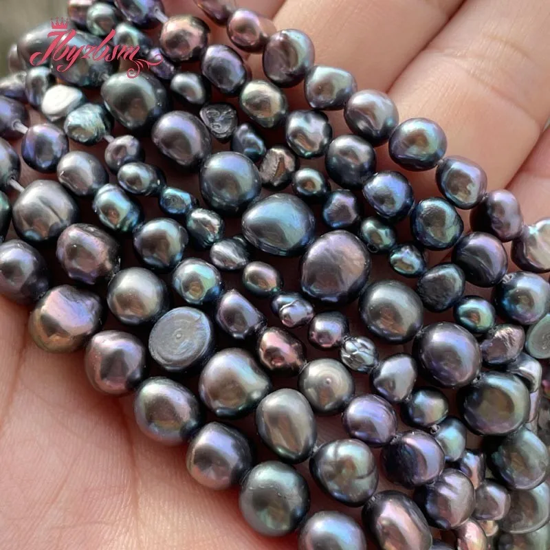 3-4,5-7,8-9mm Natural Black Freeform Freshwater Pearl Stone Beads For DIY Necklace Bracelet Earrings Jewelry Making Strand 14.5\