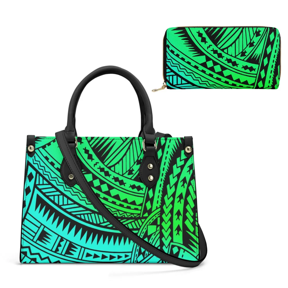 

Leather Polynesian Handbag Custom Pattern Casual New Hawaiian Print Bag Combination Set Classic Spring And Summer Women'S Bag