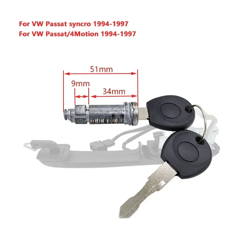 Rubber Mat Key Lock Cylinder Suitable for Volkswagen Passat B4 1994-1997 Exterior Door Handle Repair Kit