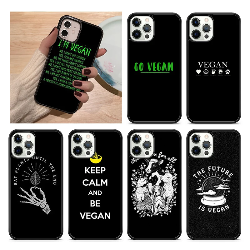 Vegetarian Quotes VEGAN LOVE VEGGIE Phone Case Cover For iPhone 15 16 14 XR XS 11 12 13 Mini Pro MAX Plus