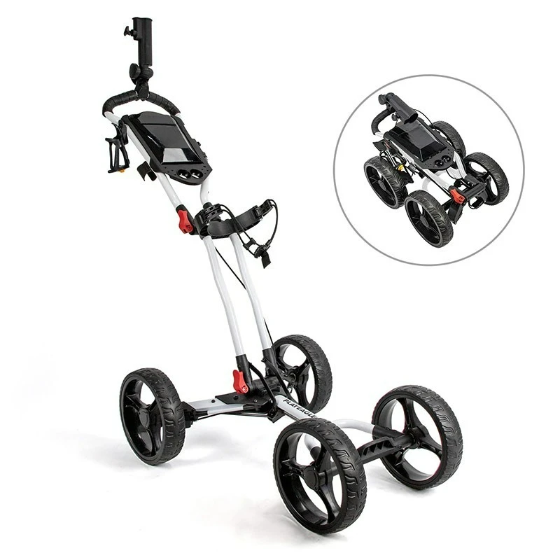 

Light Weight Folding Golf Trolley 4-Wheel Push Cart with Modern Mounts for Golfers