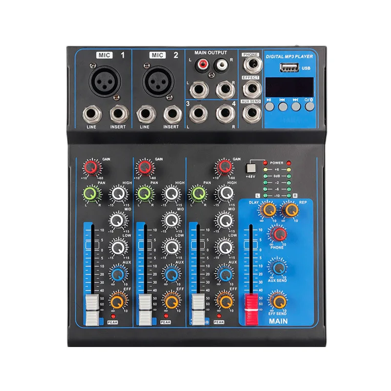 Imagem -04 - Canais Mesa de Som Bluetooth Receptor Áudio Mixing Console Karaoke Mixer dj Equipamento Cartão Alto-falante Profissional 4