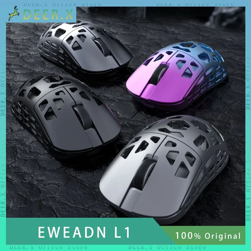 

EWEADN L1 Wireless Mouse Bluetooth Three Mode Paw3395 8k Return Rate Hollow Magnesium Alloy Lightweight Office Game Mouse