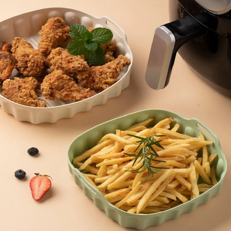 مقلاة هوائية متعددة الوظائف من السيليكون، مقاومة لدرجات الحرارة العالية، صينية خبز مربعة، فاصل الزيت #6