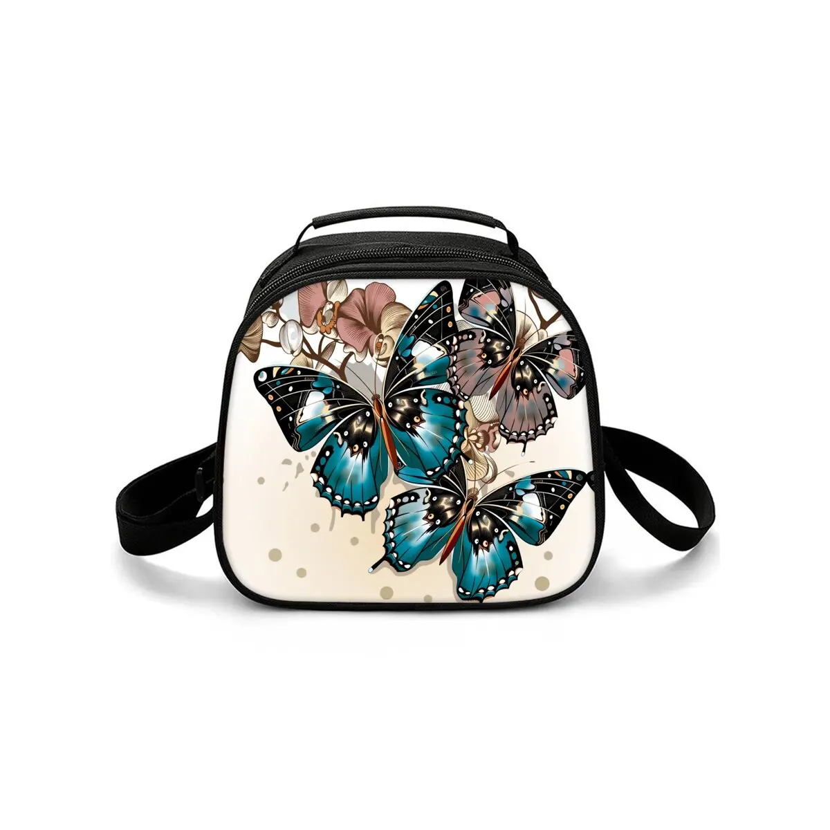 

Термосумка для обедов с принтом бабочки, на плечевом ремне, экологичная, водонепроницаемая, многоразовая, для студентов, для бенто и еды