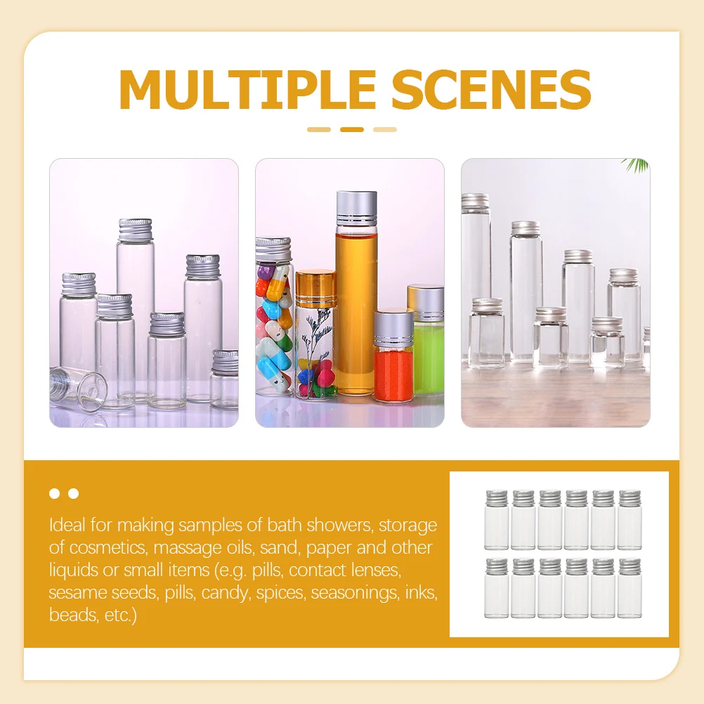 

12Pcs Glass Chemical Reagent Bottles Small Sample Containers Leakproof Mini Bottles Laboratory Liquid Storage Sample Containers