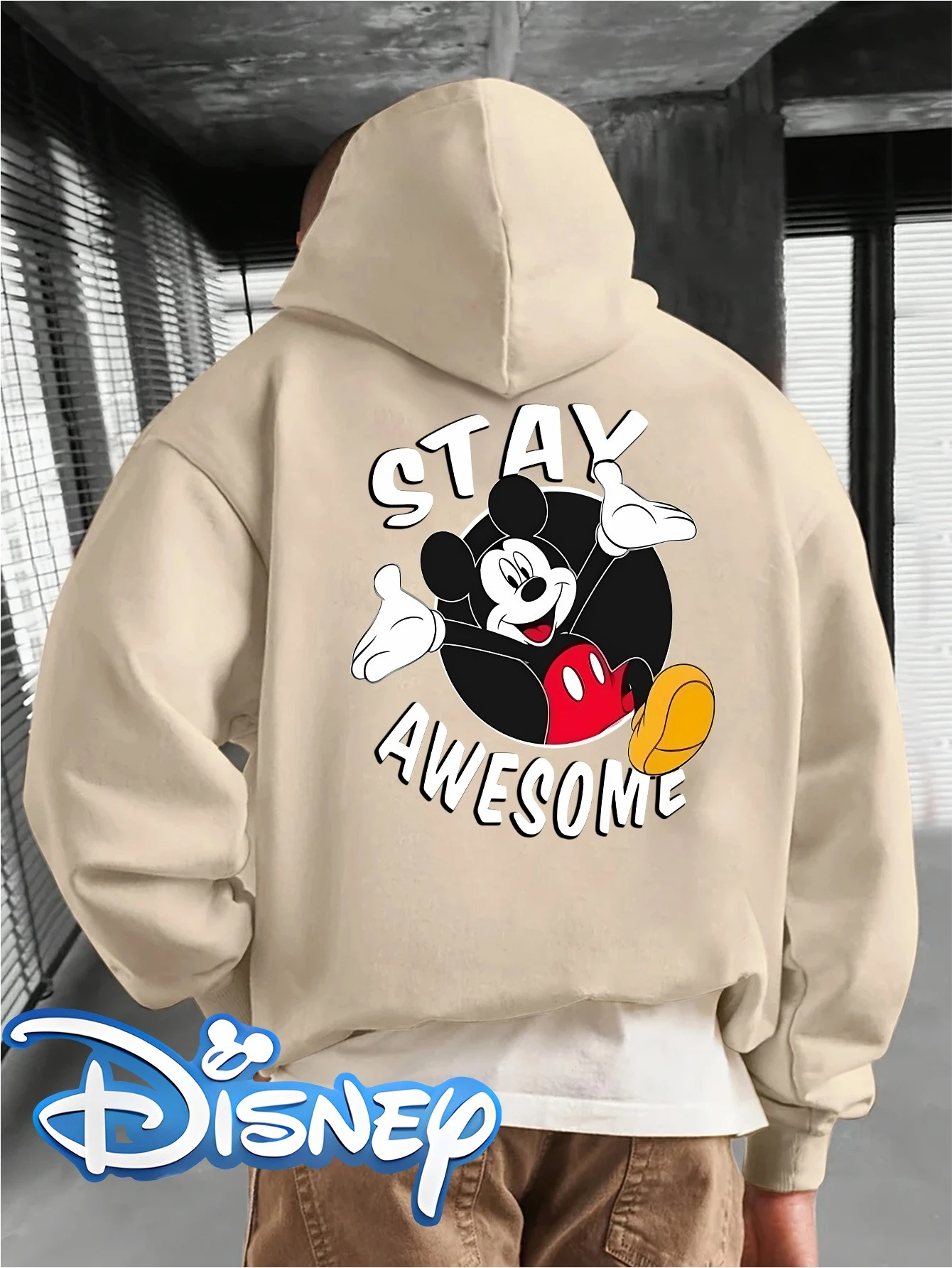

Мужская толстовка с капюшоном Disney с Микки Маусом, осенне-зимняя, флисовая, унисекс, модная, в уличном стиле, свободная, модная уличная одежда, оверсайз