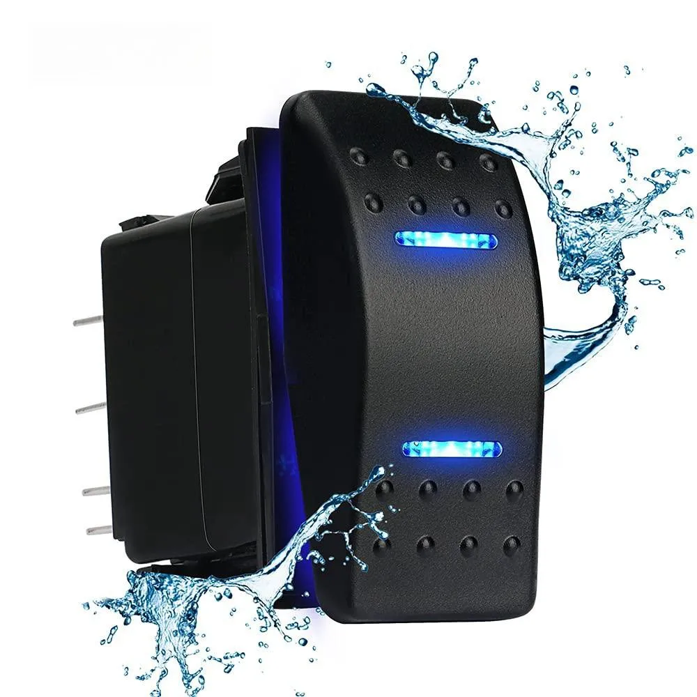 Rocker Switch Waterproof (ON)-Off-(ON) 3 Position Marine Rocker Switch 12V 20A DPDT 7 Pin Boat Switch Toggle for Car
