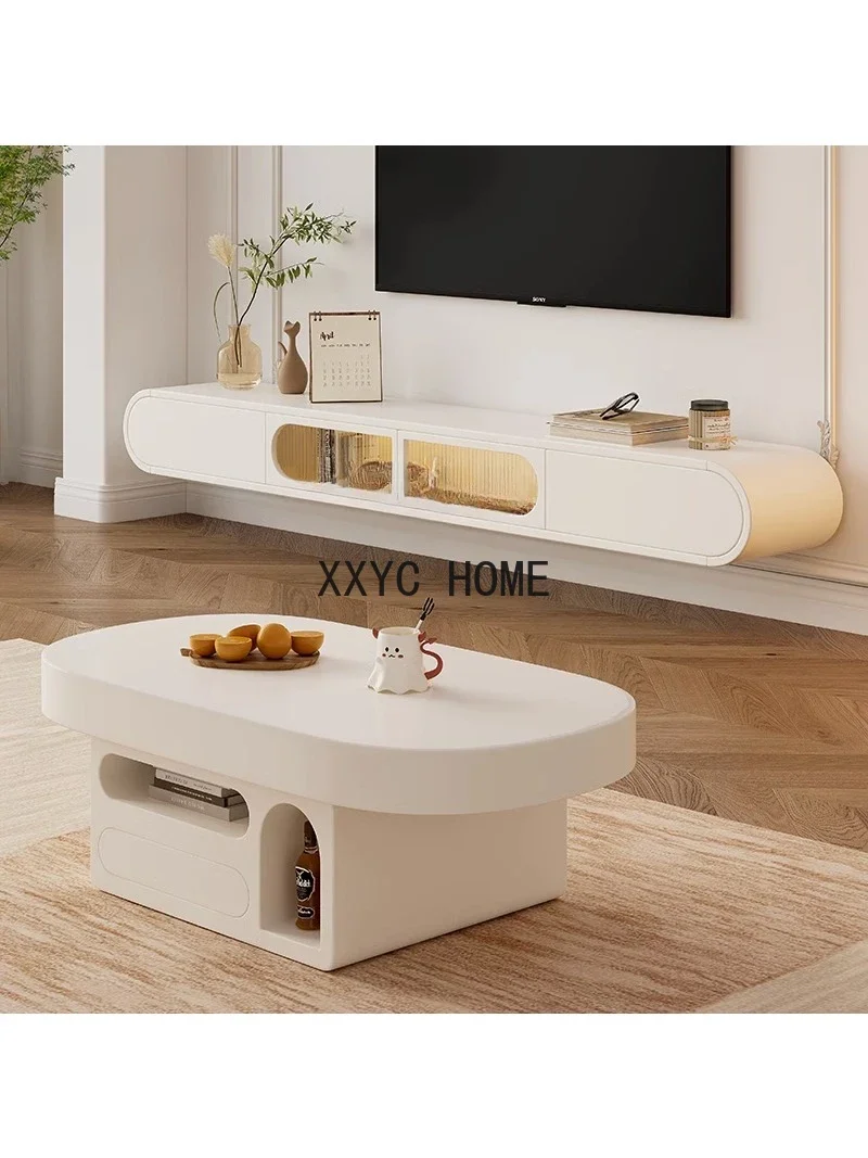 

Овальный шкаф для телевизора Cream Wind и чайный столик, комбинированный подвесной настенный шкаф для телевизора