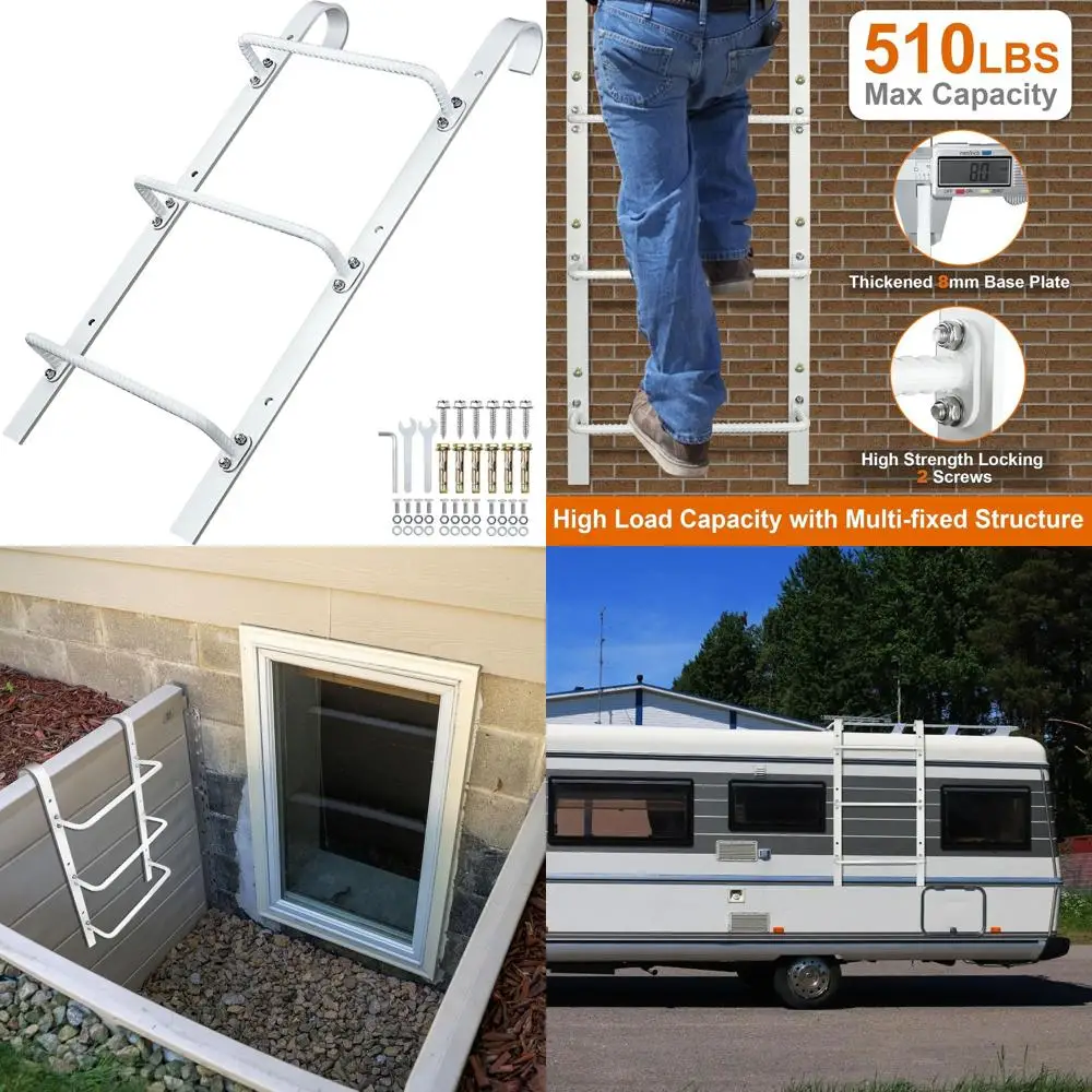 

Сверхмощная 3-ступенчатая стальная лестница для агрессивных окон, настенная, белая с порошковым покрытием, 34,2 л x 17,9 Вт