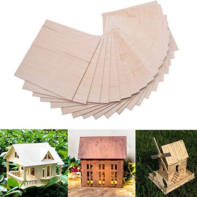 10pcs/set Wooden Plate Model Balsa Wood DIY House Ship Aircraft 100*100*1.5mm for DIY Model Wooden Plane Boat Material