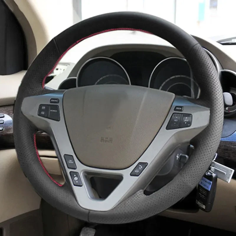 Car Accessories Inner Steering Wheel Cover Perforated Microfiber Leather Trim For Acura MDX 2007 2008 2009 2010 2011 2012 2013