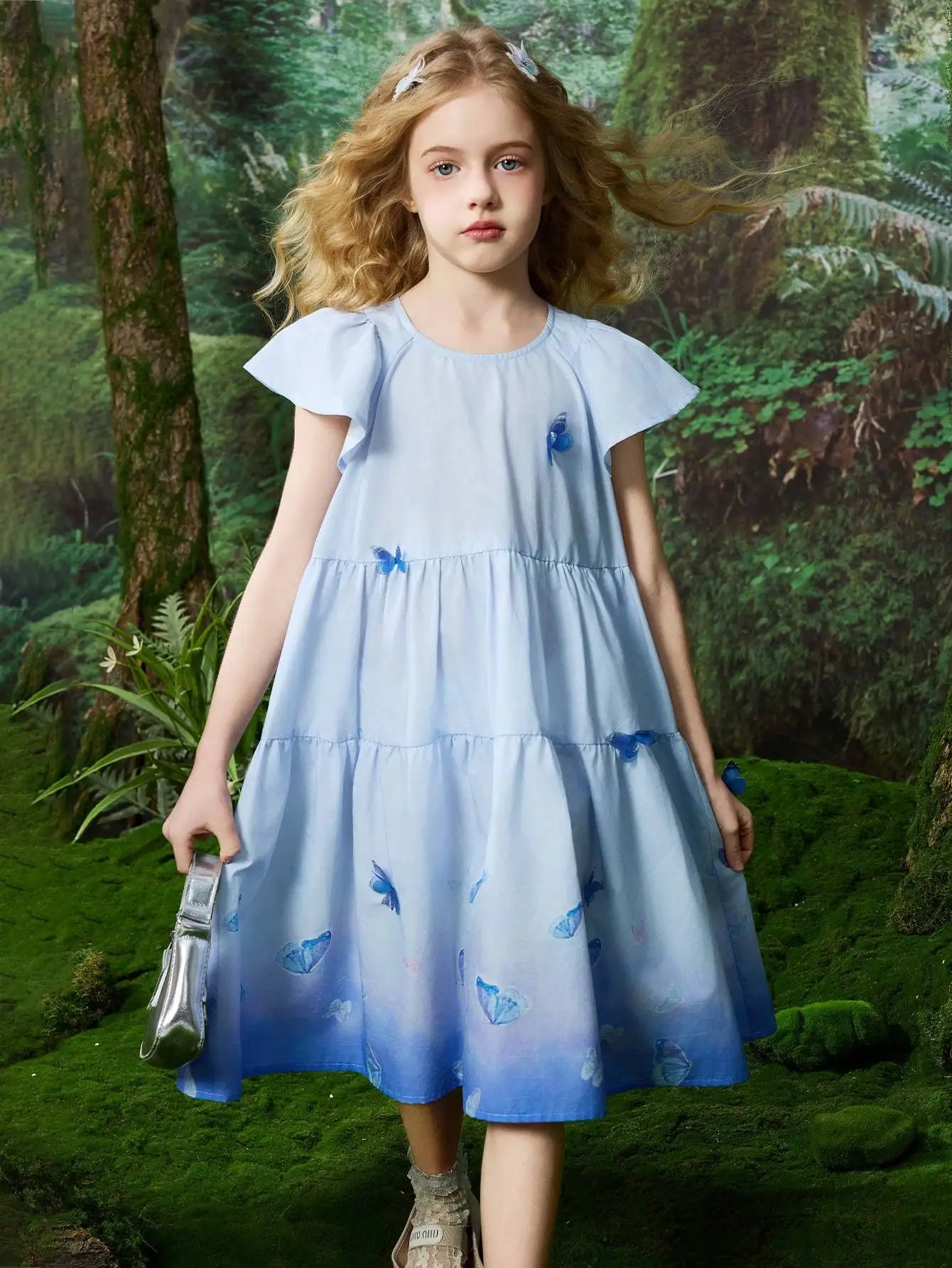 فستان الأميرة الصيفي بأكمام طائرة صغيرة من Tween Girls، تغيير تدريجي على شكل فراشة #6