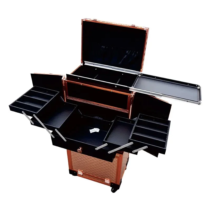 cosmetic case 360-degree universal wheel trolley cosmetic case Multi-layer separable aluminum alloy luggage storage case