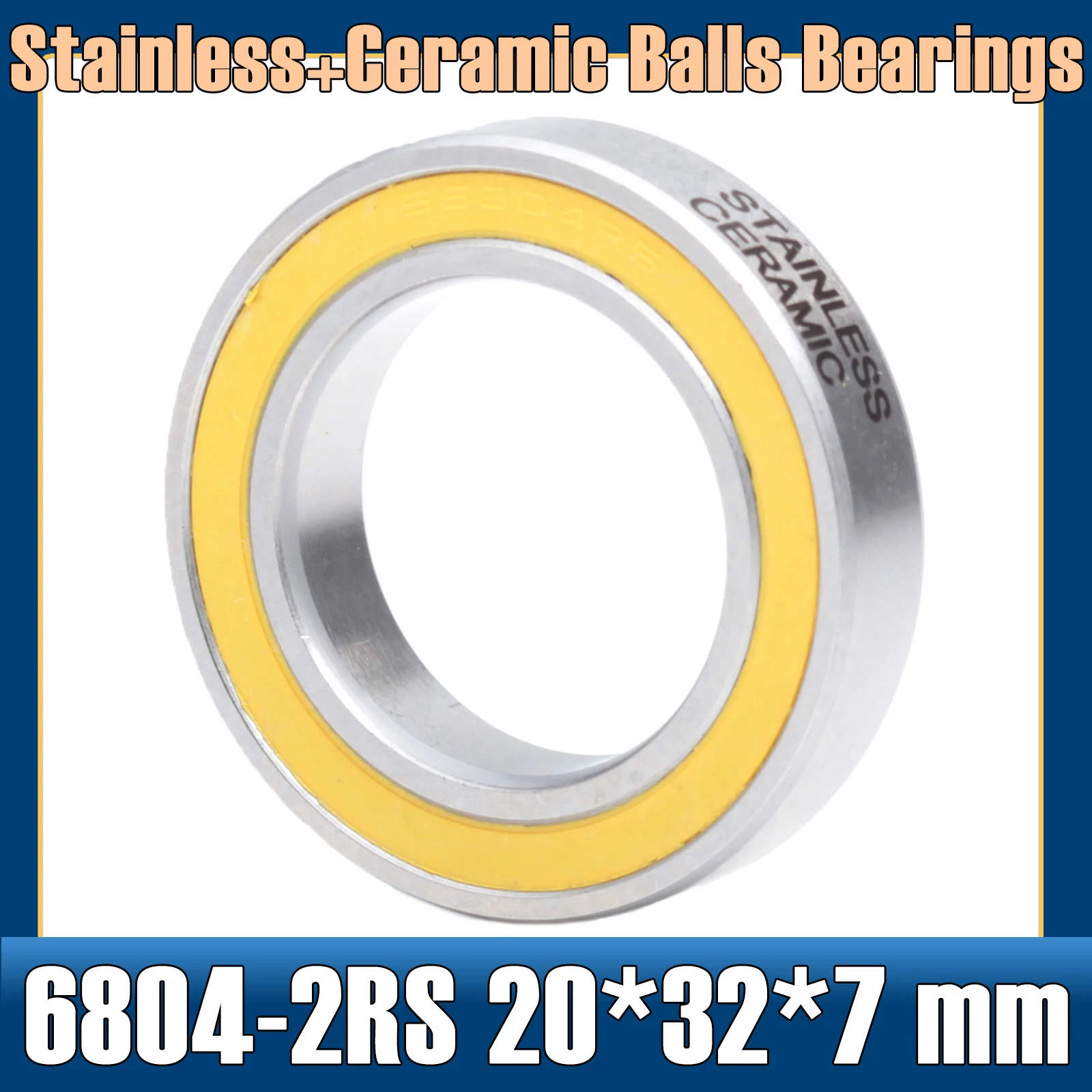 

6804-2RS Stainless Bearing 20*32*7 mm ( 1 PC ) ABEC-5 6804 RS Bicycle Hub Front Rear Hubs Wheel 20 32 7 Ceramic Balls Bearings