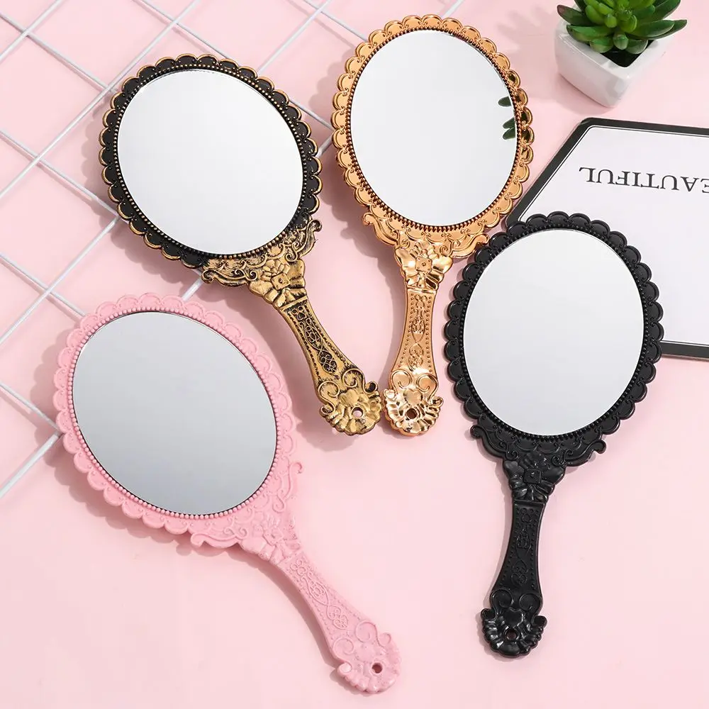 

New Hot Makeup Mirrors Standing Makeup Oval-Shape Handheld Mirror Vintage Vanity Mirror