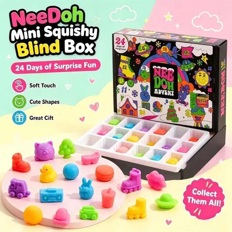 2026 Christmas Advent Calendar 24 Days Countdown Dumpling Squishy Stress Relief Fidget Mystery Surprise Gift Box Navidad Decor