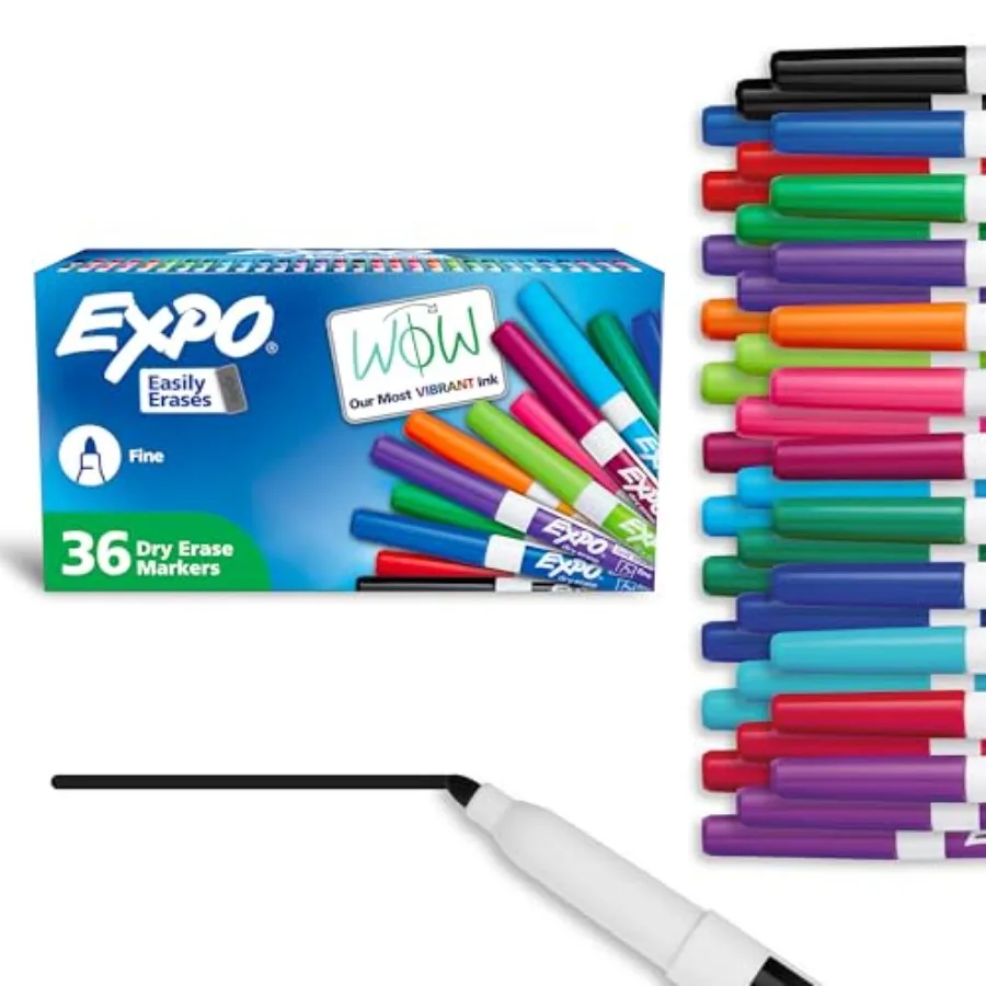 

Dry Erase Markers, Low Odor Ink, Colors, Fine Tip, 36 Count - Whiteboard, Calendar, Organization, Essential Supplies for Office