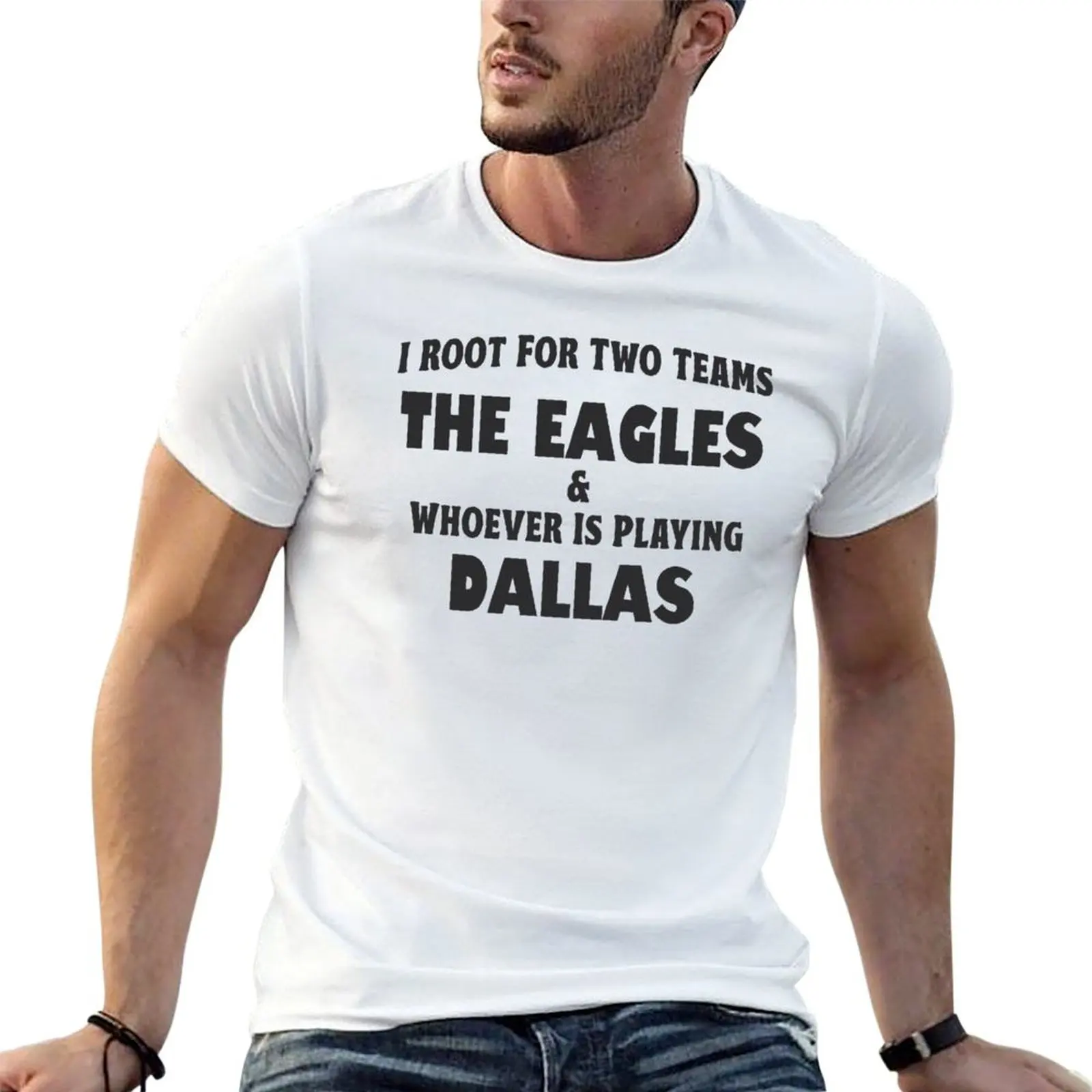Apoyo a dos equipos: Los Eagles y a quienes juegan contra los Dallas. Camiseta de talla grande, estilo casual y sencillo.