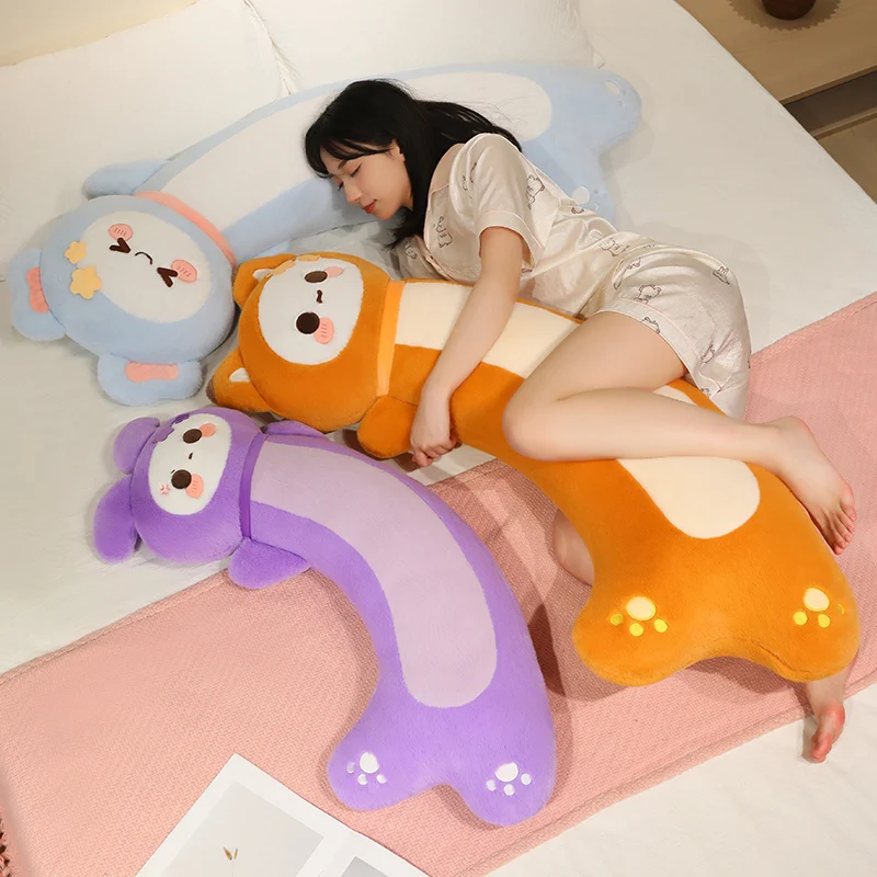 Animal Hug Pillow Pink Purple Designs 90/120cm Elongated Curved Plush Cushion Soft Body Large Bed Rest Sleep Companion