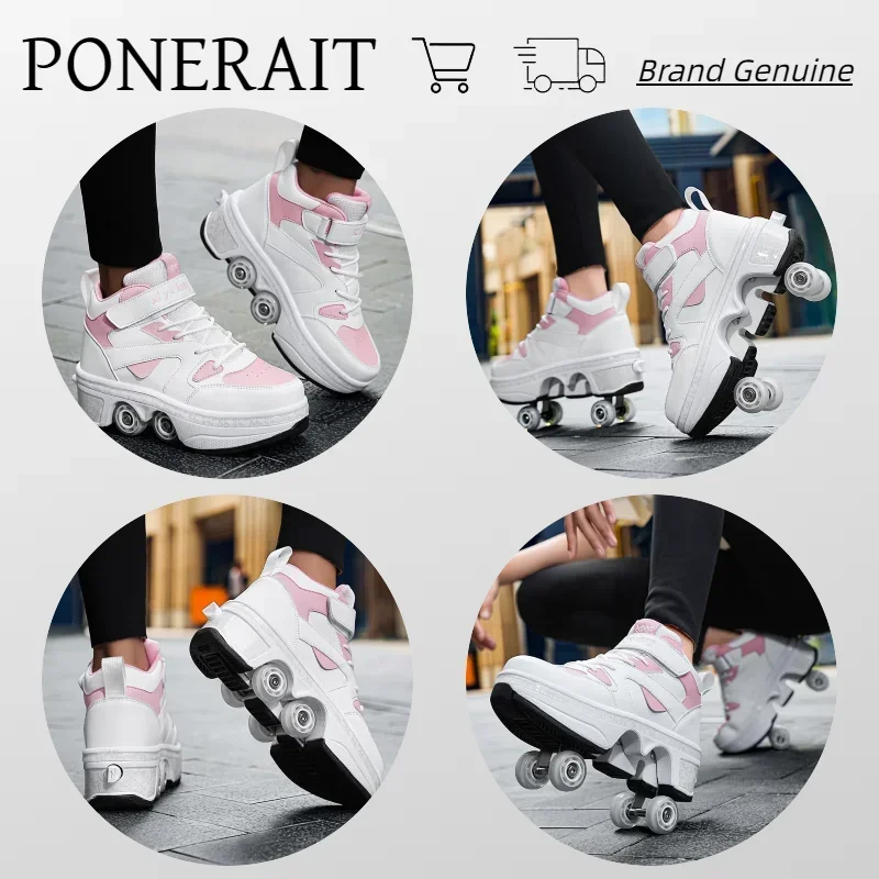 Poner ait neues Produkt Release verformen versenkbare Rollschuhe stilvolle Rad schuh für Erwachsene Casual Walk Jungen Mädchen Sneaker Skate