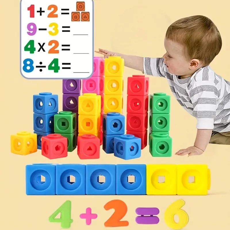 Cubes de lien mathématique pour enfants de 5 ans et plus, manipulateurs mathématiques, fournitures de salle d'irritation, retour à l'école, alth, ensemble de 100 cubes