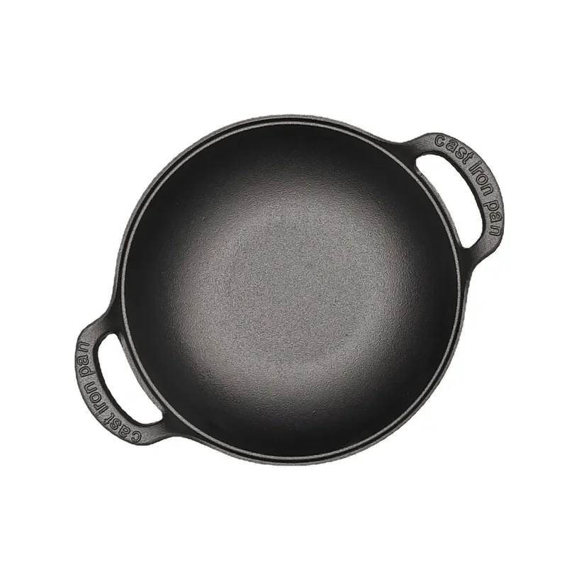 Pre Seasoned Cast Iron Wok with Ring Handle Non Stick Heat Resistant Pan for Gas Stove and Induction Cooker 3 4L Capacity