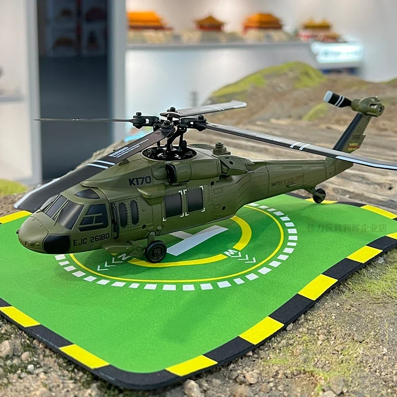 Wltoys K170 Helicóptero de controle remoto UH-60L Helicópteros sem escova de 4 canais com giroscópio e luz LED Avião durável brinquedo presente