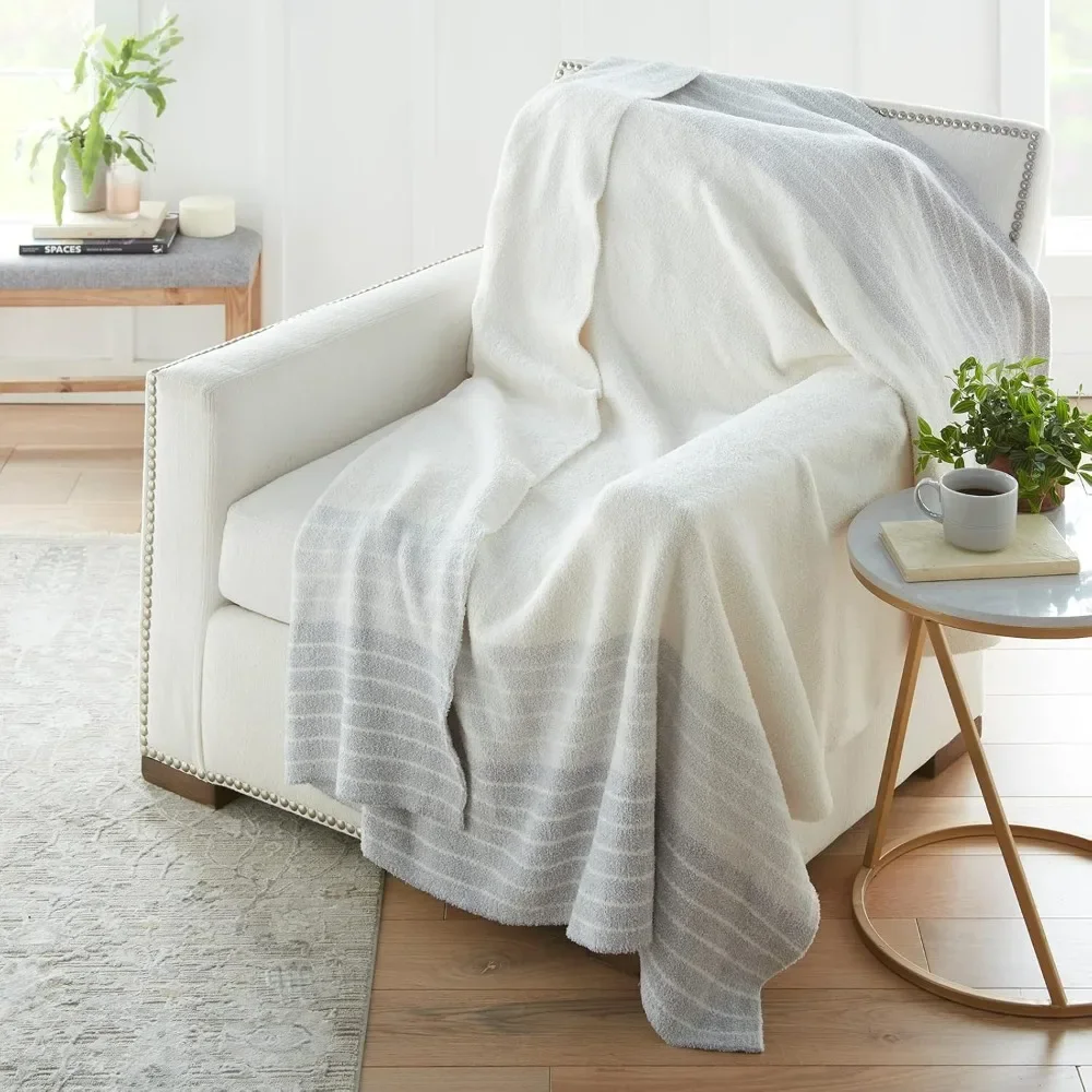 

Heathered Border Cozy Knit Throw Blanket 60" x 70" Inches, Soft Comfy Decorative Throw for Couch Bed Sofa Travel