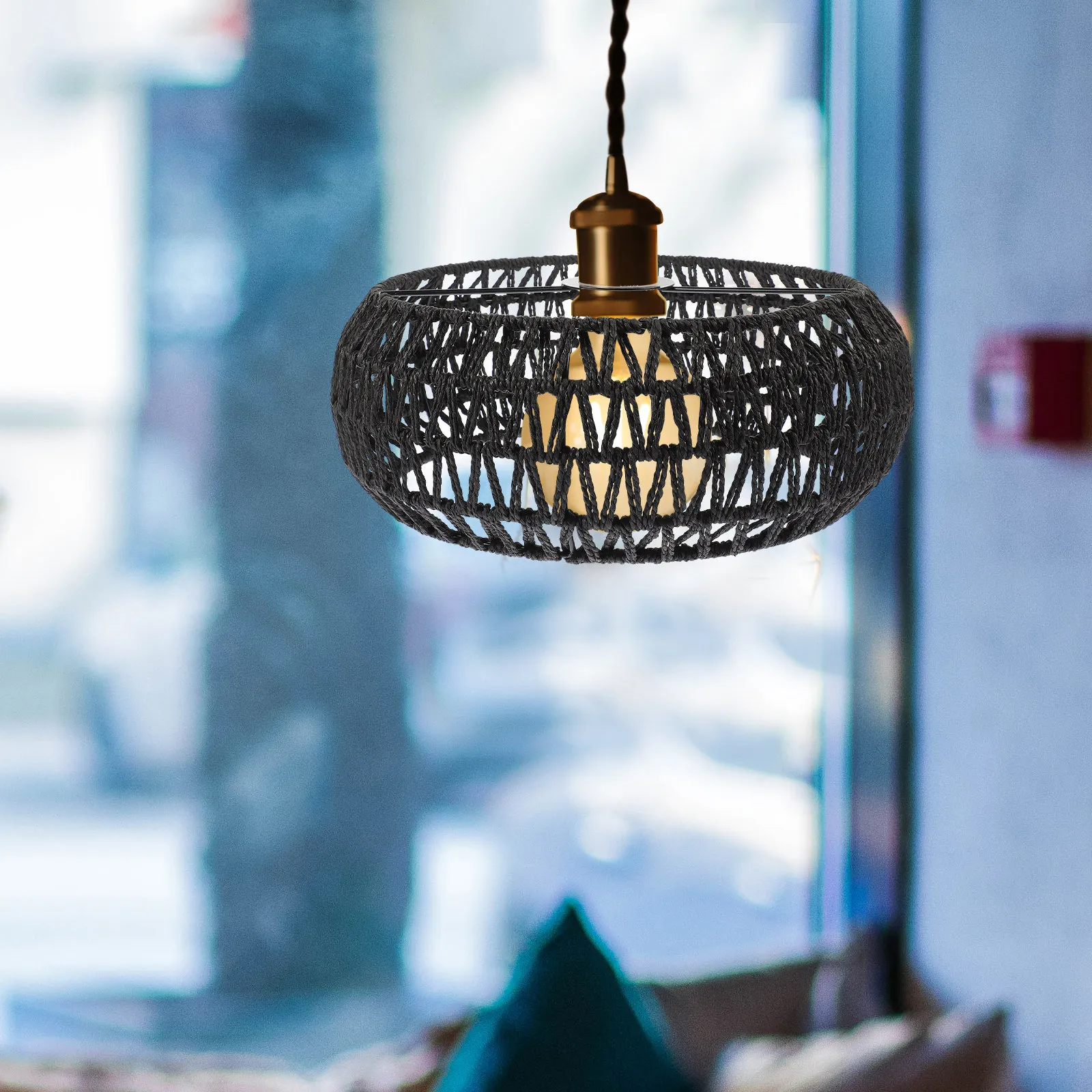 

Плетеный абажур из конопляной веревки в ретро-стиле E27, подвесной светильник в деревенском стиле для дома и отеля