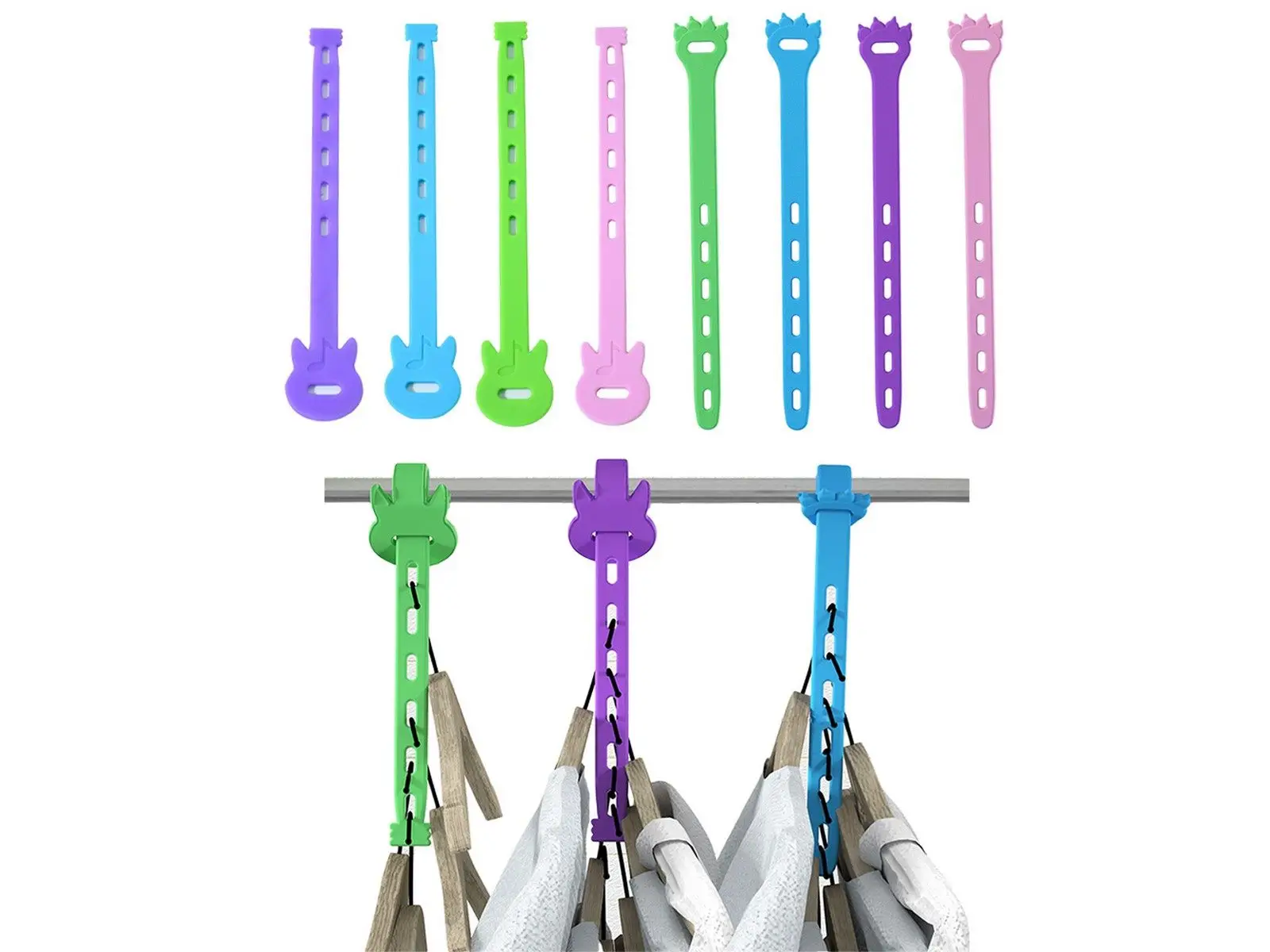 2pcs Silicone Magic Hanger Connector Strips Space Saving Organizers For Clothes Rack Market Shop Home Closet Organizer